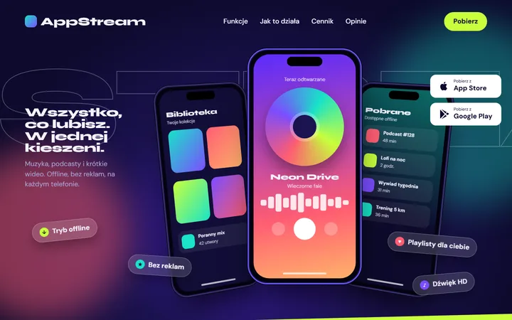Makieta strony www: aplikacja na telefon