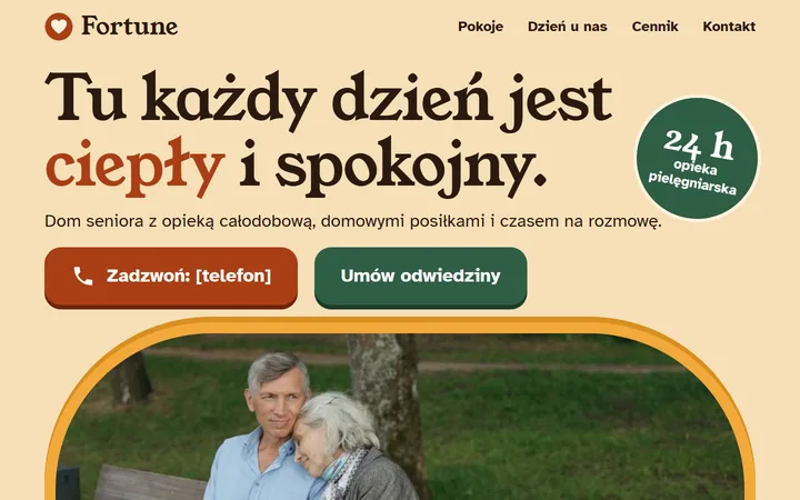 Makieta strony www: seniorski dom opieki