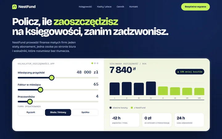 Makieta strony www: finanse w małym biznesie