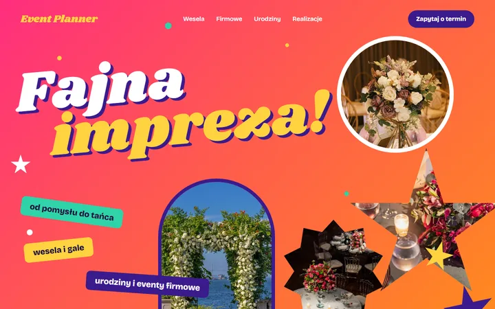 Makieta strony www: planowanie imprez