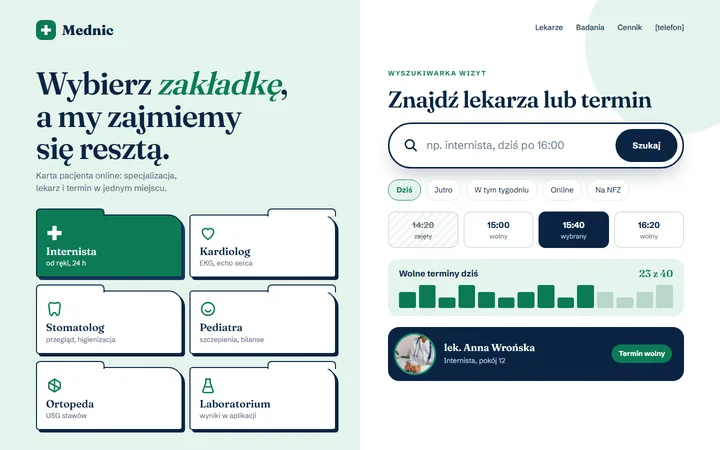 Makieta strony www: placówka medyczna