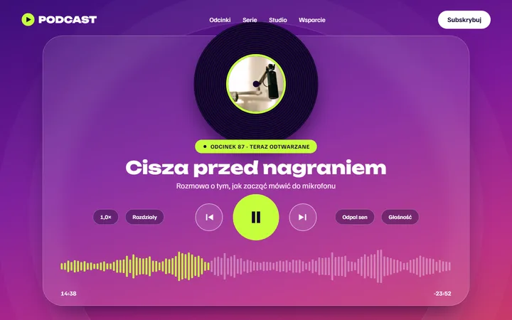 Makieta strony www: audycje i podcasty