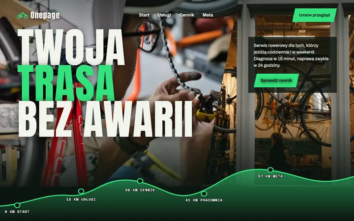 Makieta strony www: warsztat rowerowy